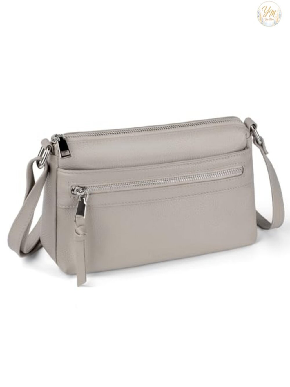 Genuine Leather Crossbody Purse RFID Wallet Triple Zip Travel Bag
